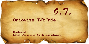 Oriovits Tünde névjegykártya